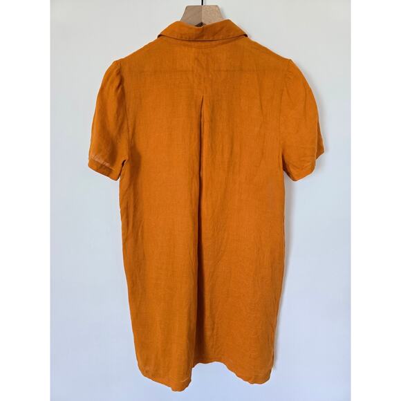 Anthropologie Maeve Linen Lace-Up Mini Dress Rust Orange Sz 6 - Picture 4 of 5
